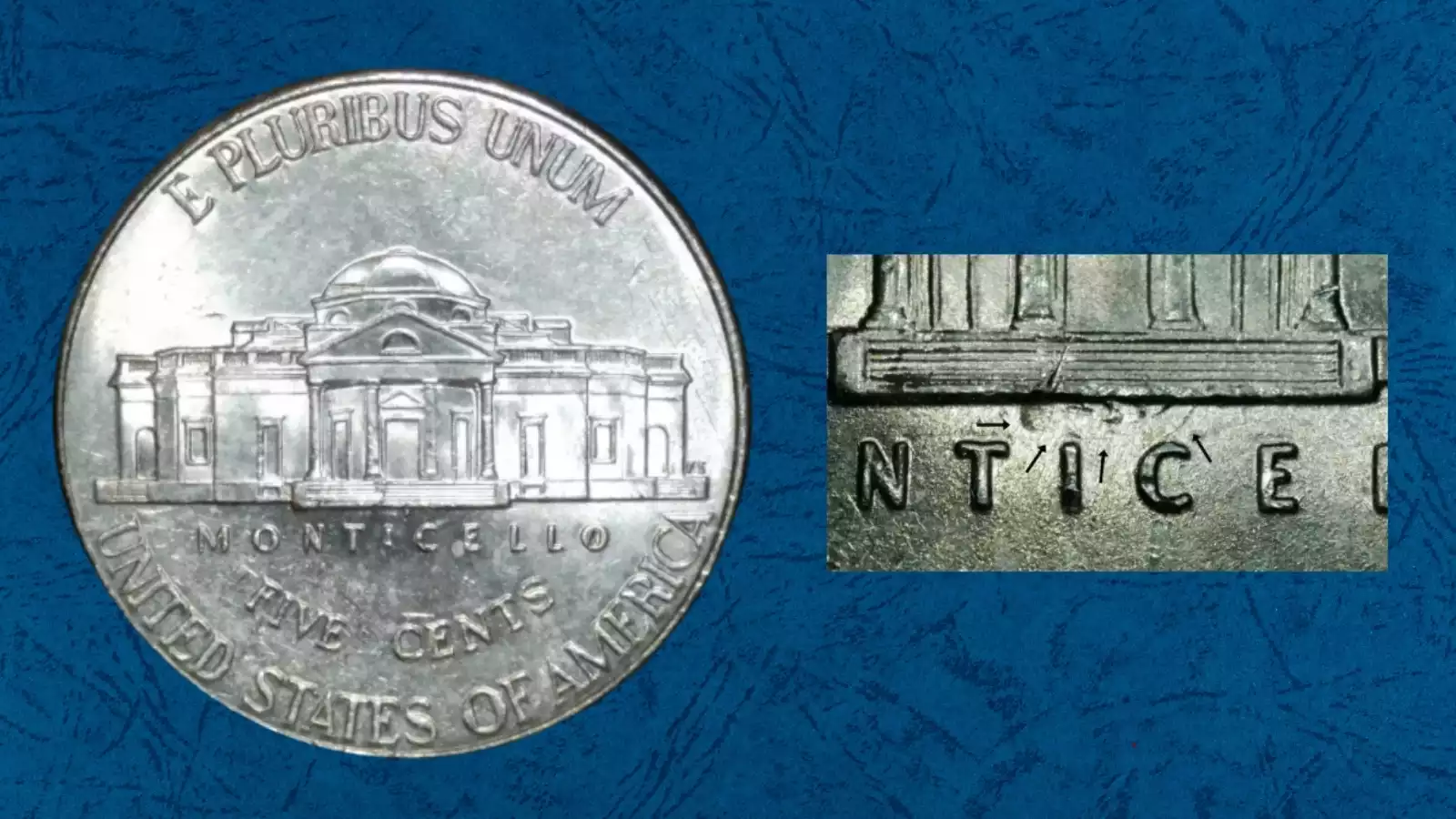 2015 nickel die clash error showing ghost impression from obverse die stamped into reverse field